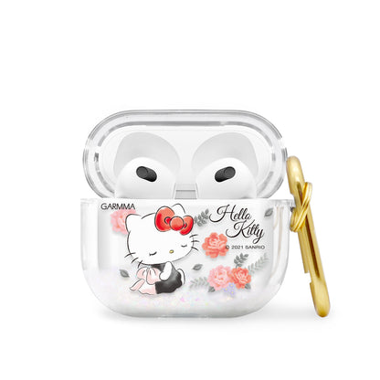 GARMMA Hello Kitty Glitter Quicksand Apple AirPods 3 Case Cover with Carabiner Clip