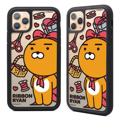 GARMMA Kakao Friends Ribbon Air Barrier Shockproof Tempered Glass Back Case Cover