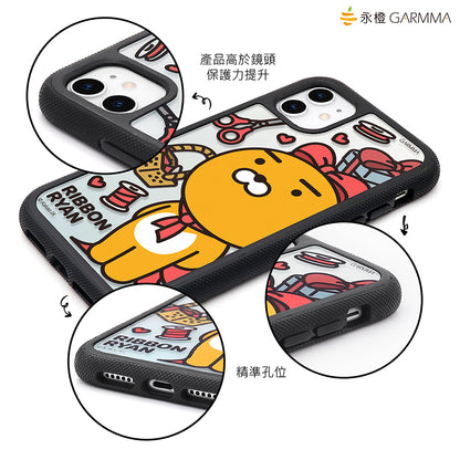 GARMMA Kakao Friends Ribbon Air Barrier Shockproof Tempered Glass Back Case Cover