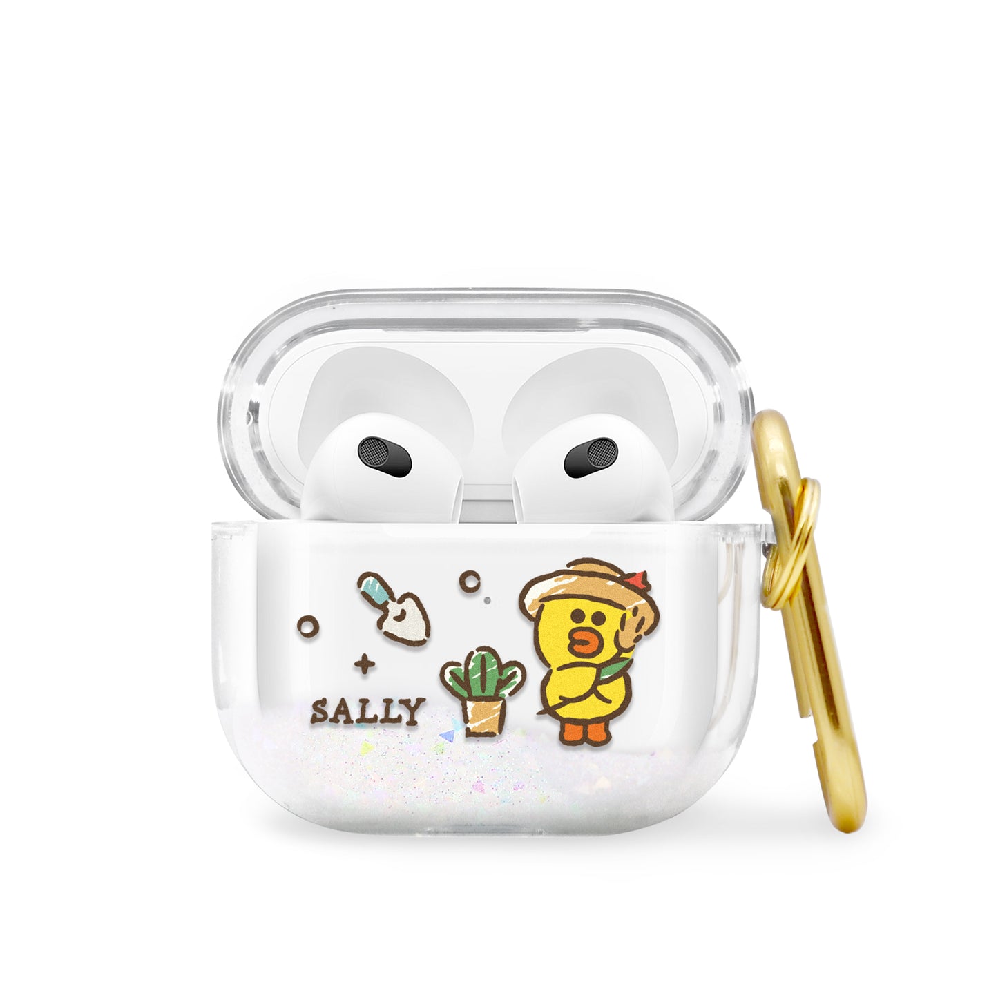 GARMMA Line Friends Glitter Quicksand Apple AirPods Pro Case Cover with Carabiner Clip