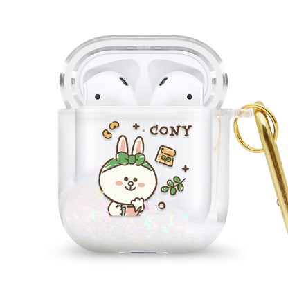 GARMMA Line Friends Glitter Quicksand Apple AirPods Pro Case Cover with Carabiner Clip