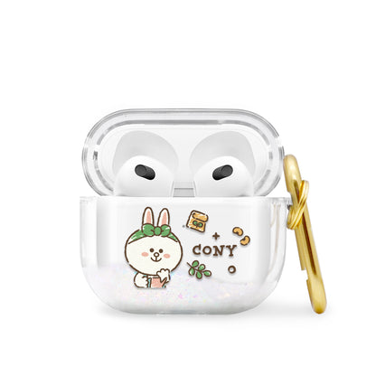 GARMMA Line Friends Glitter Quicksand Apple AirPods Pro Case Cover with Carabiner Clip