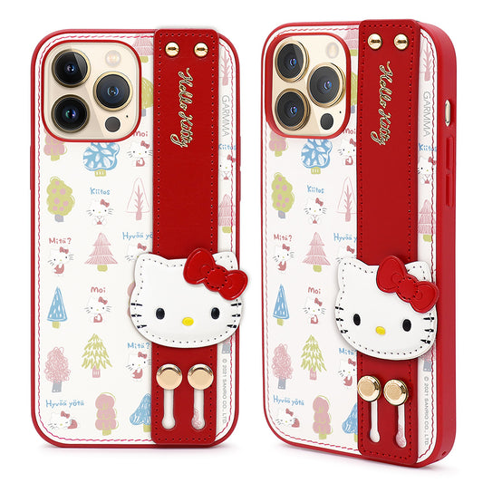 GARMMA Hello Kitty Adjustable Wrist Strap Kickstand Leather Cover Case