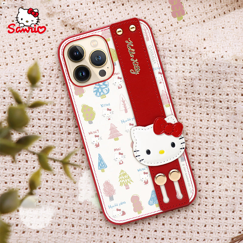 GARMMA Hello Kitty Adjustable Wrist Strap Kickstand Leather Cover Case