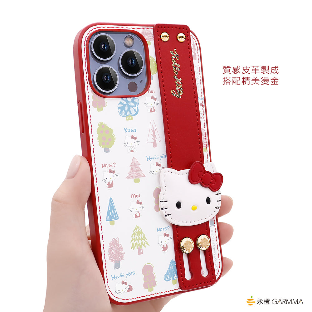 GARMMA Hello Kitty Adjustable Wrist Strap Kickstand Leather Cover Case