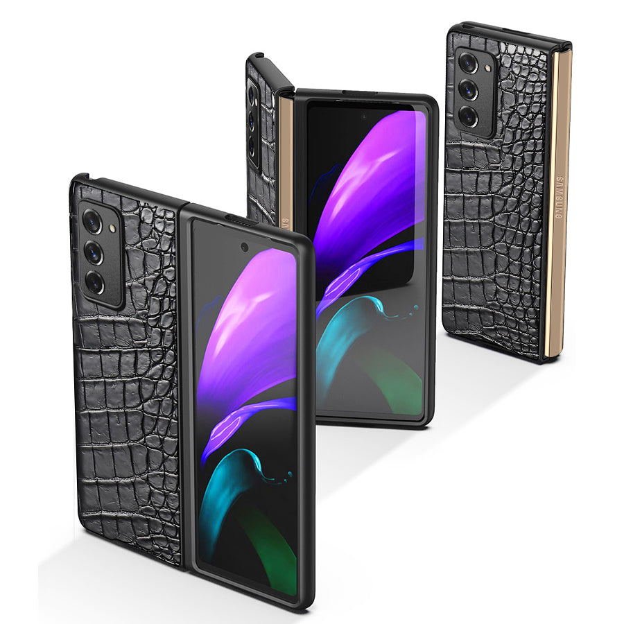 i-idea Luxury Genuine Skin Leather Case Cover for Samsung Galaxy Z Fold2 5G / W21 5G