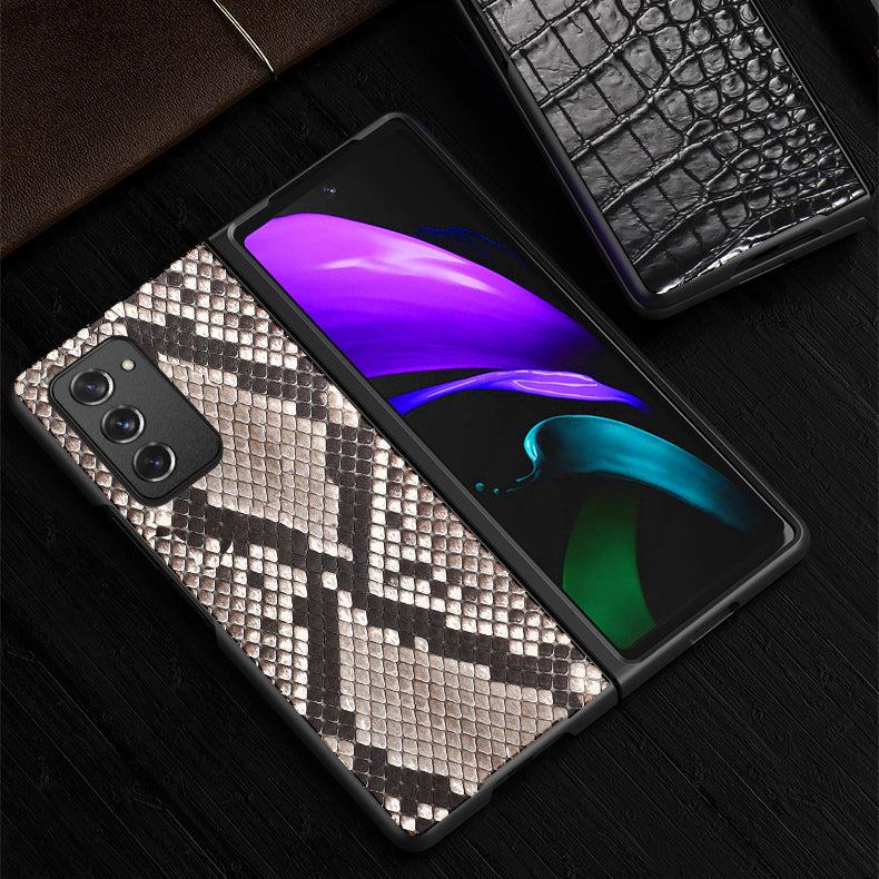 i-idea Luxury Genuine Skin Leather Case Cover for Samsung Galaxy Z Fold2 5G / W21 5G