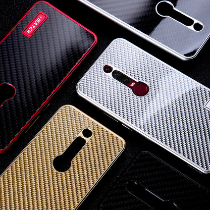 iMatch Luxury Aluminum Metal Bumper Genuine Carbon Fiber Back Cover Case