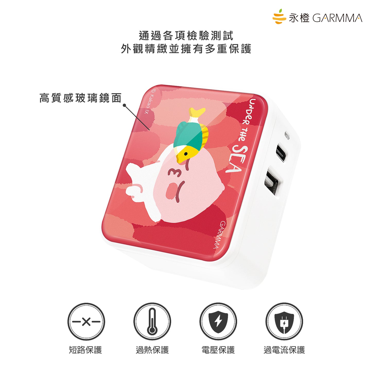 GARMMA Kakao Friends Type-C+USB 3.4A Quick Charge Foldable Travel Charger