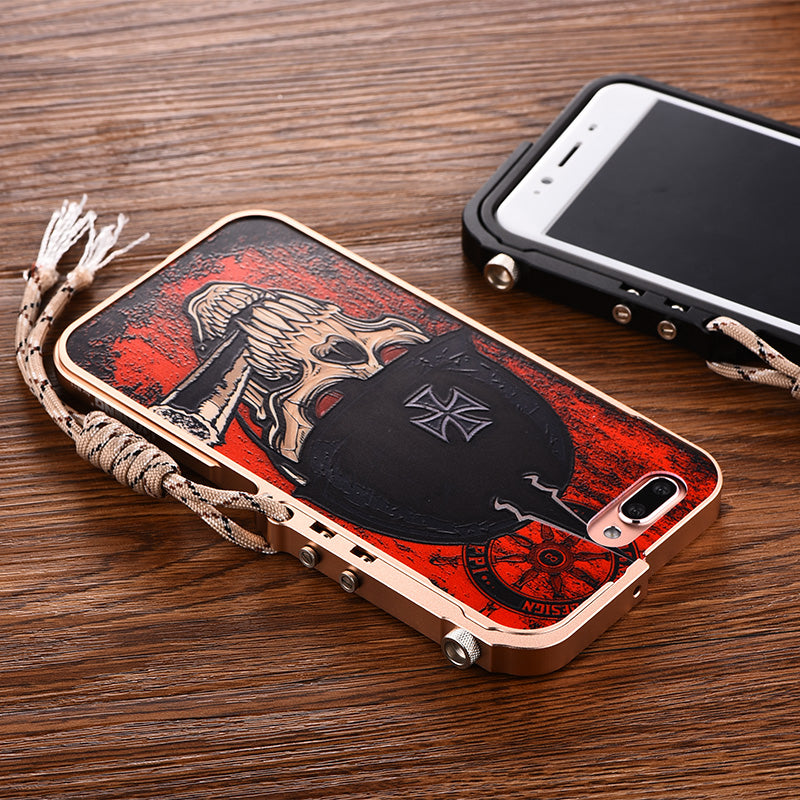 KANENG Mechanical Arm Trigger Aluminum Metal Bumper Skull PC Back Case Cover