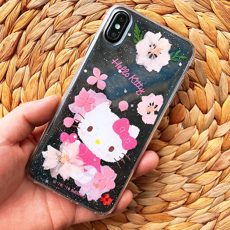 X-Doria Hello Kitty Blossom Flowers Natural Petals TPU Edge PC Case Cover