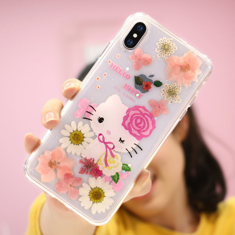 X-Doria Hello Kitty Blossom Flowers Natural Petals TPU Edge PC Case Cover