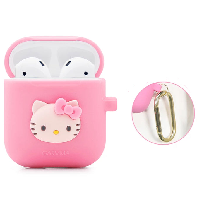 GARMMA Hello Kitty Shockproof Apple AirPods 2&1 Charging Case Cover with Carabiner Clip