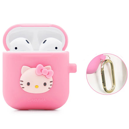 GARMMA Hello Kitty Shockproof Apple AirPods 2&1 Charging Case Cover with Carabiner Clip