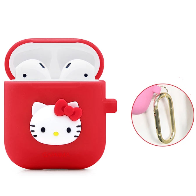 GARMMA Hello Kitty Shockproof Apple AirPods 2&1 Charging Case Cover with Carabiner Clip