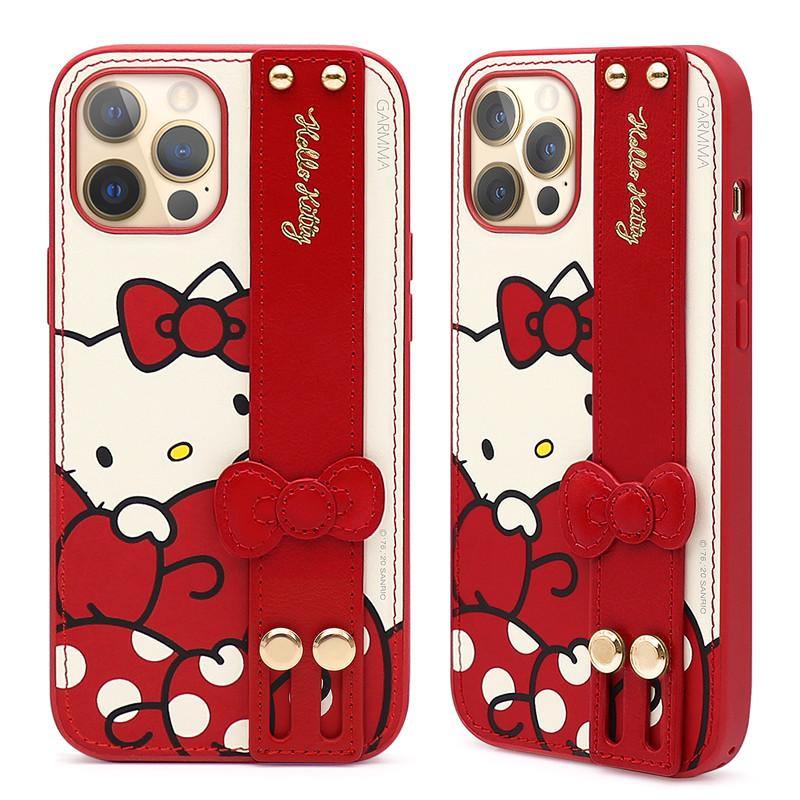 GARMMA Hello Kitty Adjustable Wrist Strap Kickstand Leather Cover Case - Armor King Case