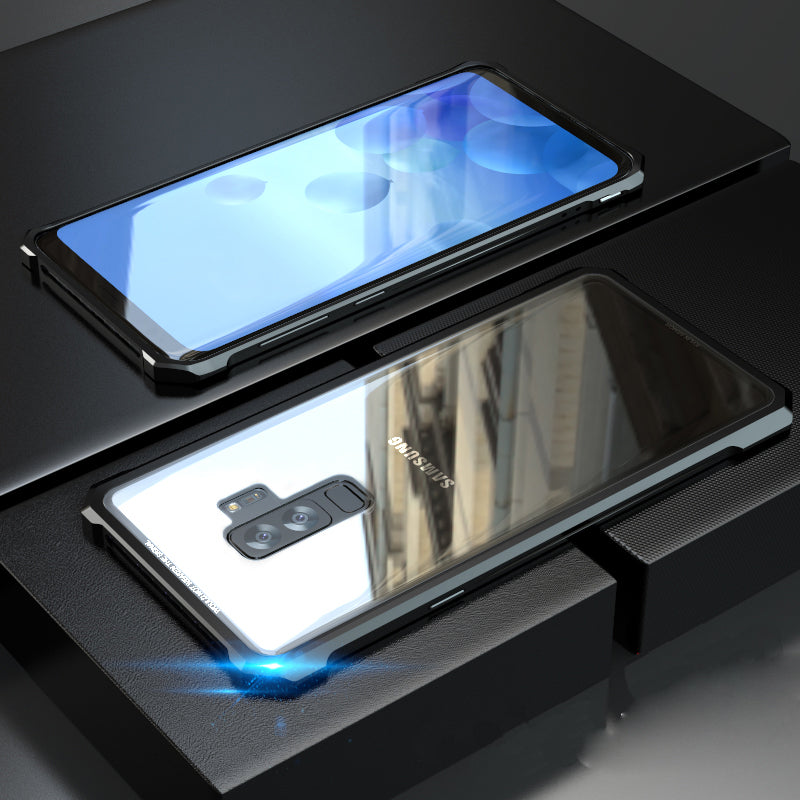 Kylin Armor Aluminum Bumper Tempered Glass Cover Case - Samsung Galaxy S9 Plus