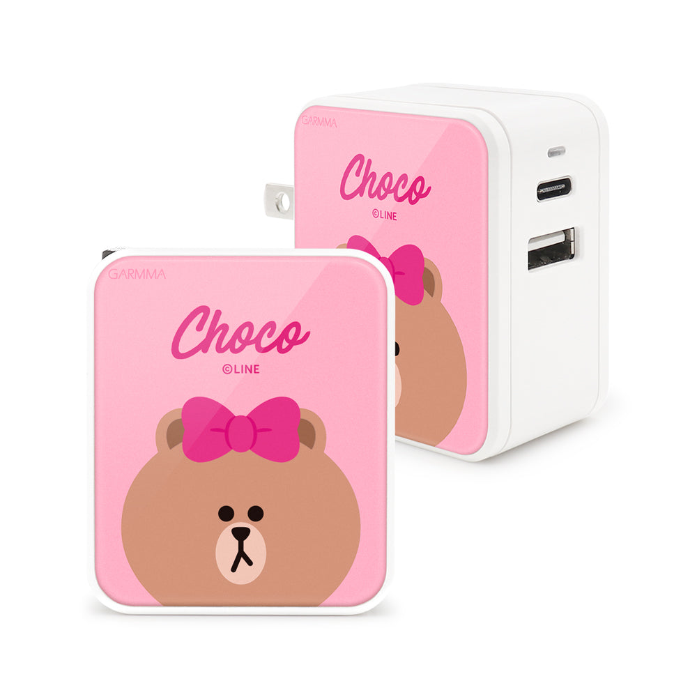 GARMMA Line Friends Type-C+USB 3.4A Quick Charge Foldable Travel Charger