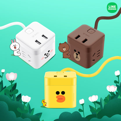 Bull X Line Friends Magic Cube Dual Sockets Dual USB Power Strip Mini Socket Travel Charger