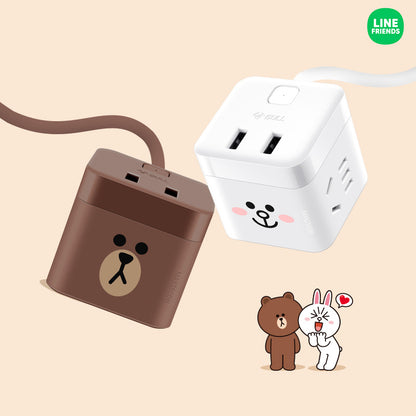 Bull X Line Friends Magic Cube Dual Sockets Dual USB Power Strip Mini Socket Travel Charger
