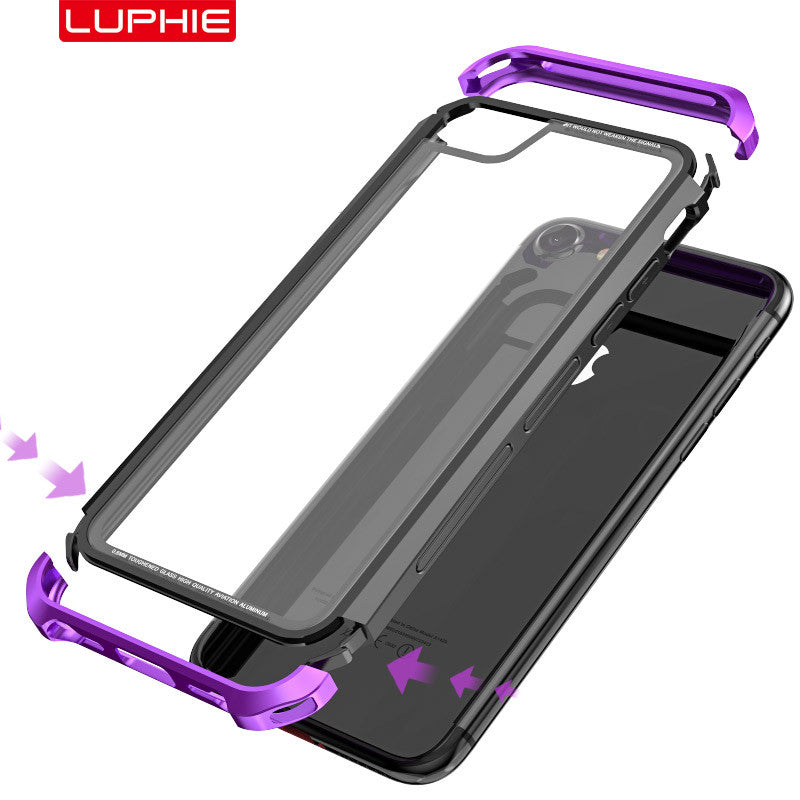 Luphie Nunchaku Metal + Tempered Glass Back Case Cover - Samsung Galaxy Note 8