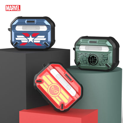 Marvel Avengers Mecha Shockproof Apple AirPods Pro/3/2/1 Charging Case Cover with Carabiner Clip