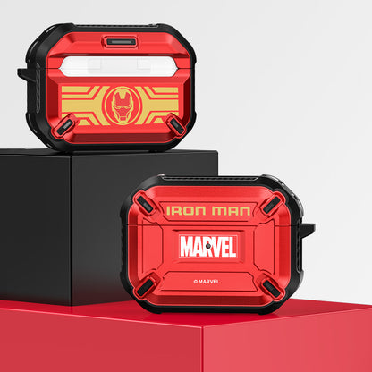 Marvel Avengers Mecha Shockproof Apple AirPods Pro/3/2/1 Charging Case Cover with Carabiner Clip