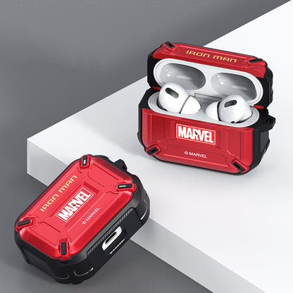 Marvel Avengers Mecha Shockproof Apple AirPods Pro/3/2/1 Charging Case Cover with Carabiner Clip