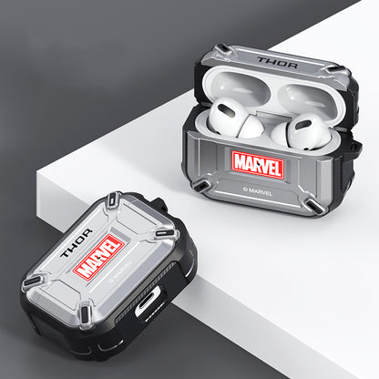 Marvel Avengers Mecha Shockproof Apple AirPods Pro/3/2/1 Charging Case Cover with Carabiner Clip