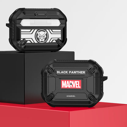 Marvel Avengers Mecha Shockproof Apple AirPods Pro/3/2/1 Charging Case Cover with Carabiner Clip