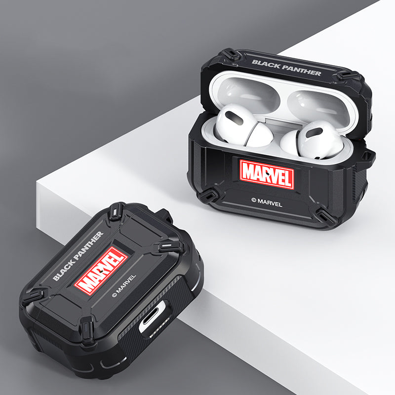 Marvel Avengers Mecha Shockproof Apple AirPods Pro/3/2/1 Charging Case Cover with Carabiner Clip