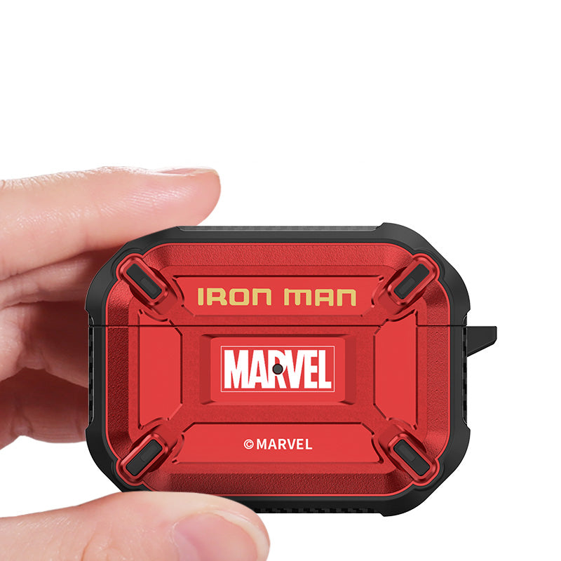 Marvel Avengers Mecha Shockproof Apple AirPods Pro/3/2/1 Charging Case Cover with Carabiner Clip