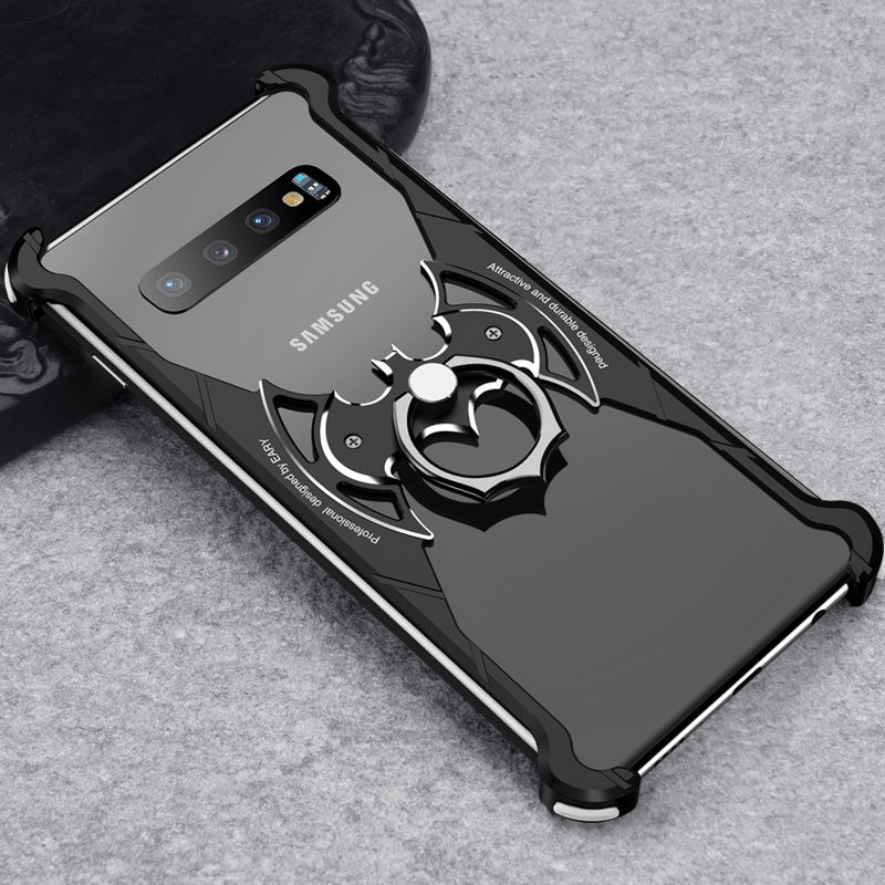 Oatsbasf Batman Airbag Bumper Metal Case Cover with Bat Ring Holder Bracket