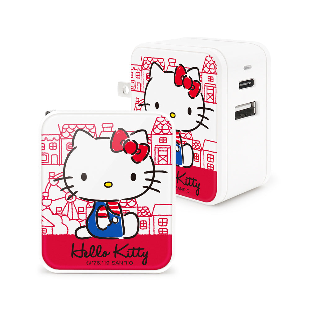 GARMMA Sanrio Characters Type-C+USB 3.4A Quick Charge Foldable Travel Charger