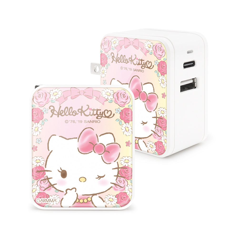 GARMMA Sanrio Characters Type-C+USB 3.4A Quick Charge Foldable Travel Charger