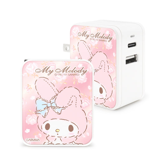 GARMMA Sanrio Characters Type-C+USB 3.4A Quick Charge Foldable Travel Charger