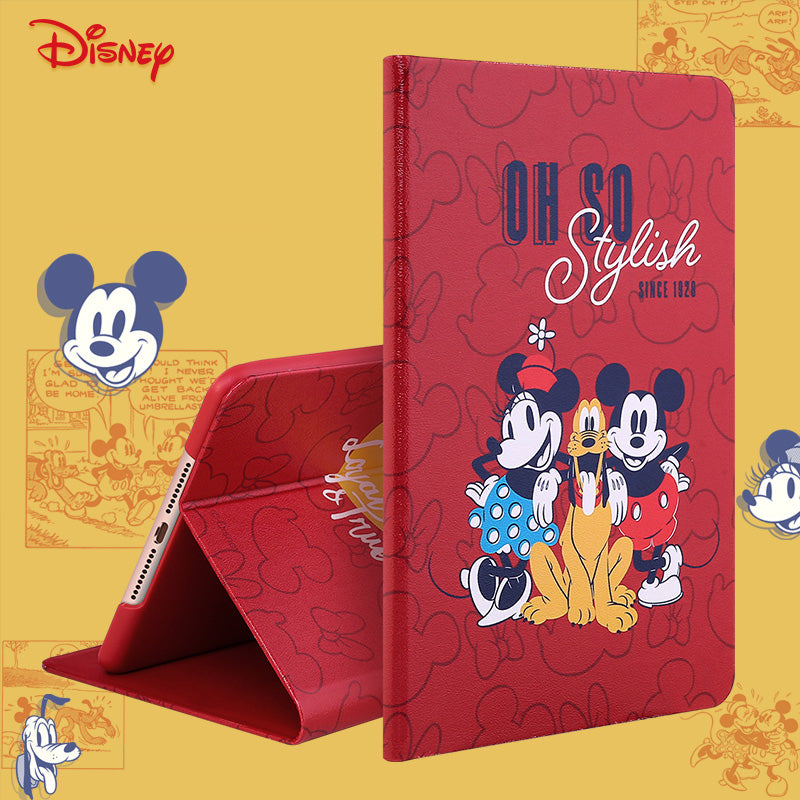 UKA Disney Mickey & Friends Auto Sleep Folio Stand Silk Leather Case Cover