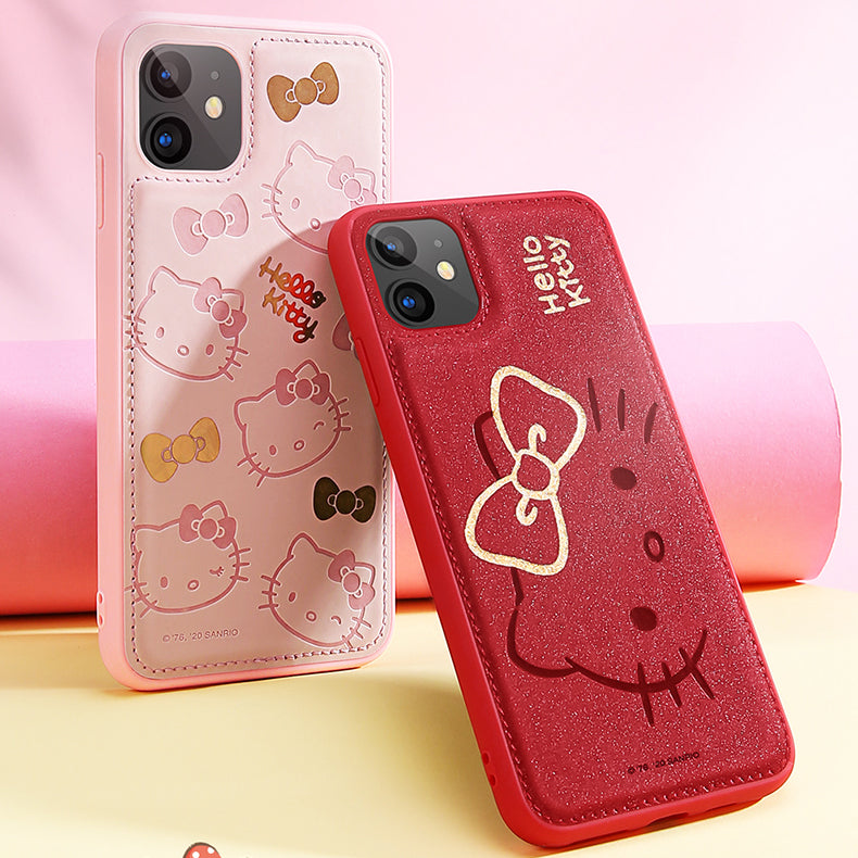 UKA Hello Kitty Gold Stamping PU Leather Back Cover Case