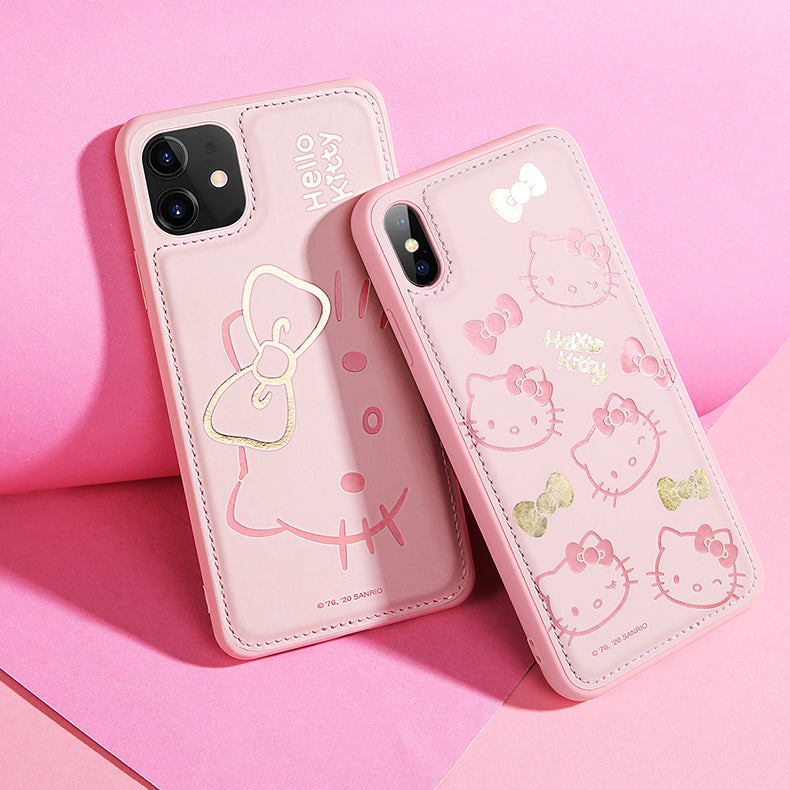 UKA Hello Kitty Gold Stamping PU Leather Back Cover Case