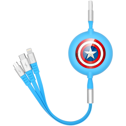 UKA Marvel Avengers Retractable 3-in-1 Lightning+Type-C+Micro USB Cable