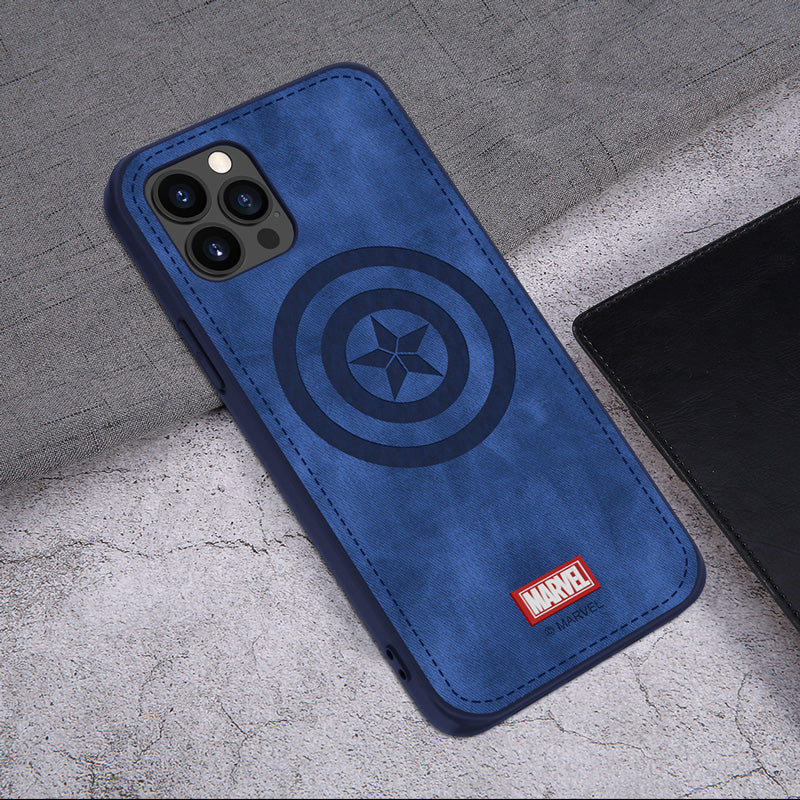 UKA Marvel Avengers TPU Frame Fabric Imprint Leather Back Case Cover