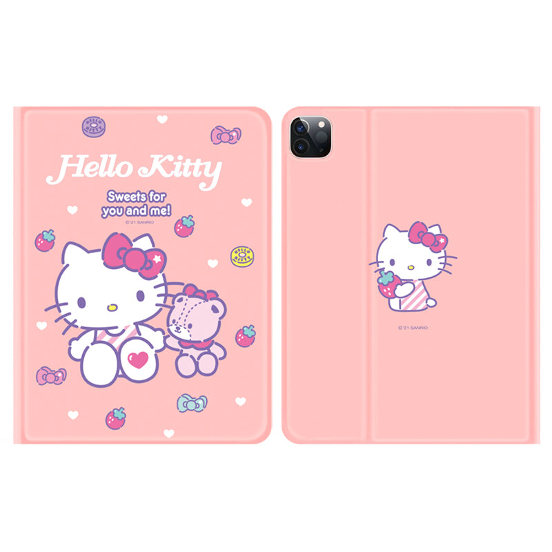 UKA Sanrio Characters Auto Sleep Folio Stand Leather Case with Pencil Holder for Apple iPad