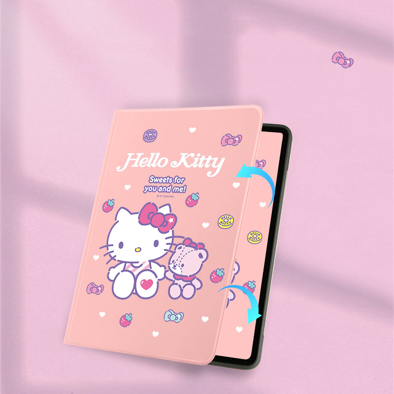 UKA Sanrio Characters Auto Sleep Folio Stand Leather Case with Pencil Holder for Apple iPad